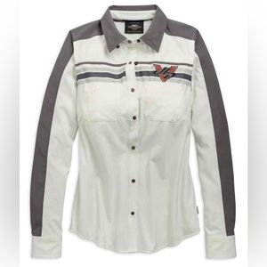Harley Davidson•Wicking Stripe Color-Block Long Sleeve Shirt